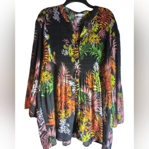 Spense Black Floral Blouse with Multicolor Design